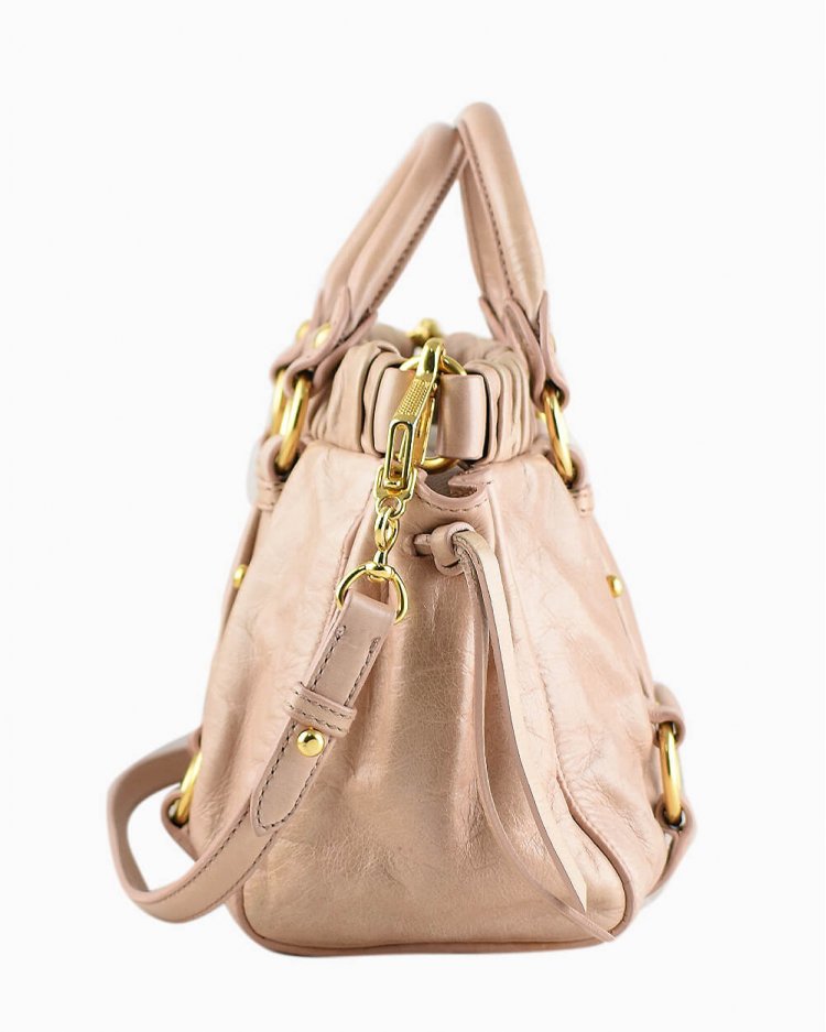 Bolsa Miu Miu Vitello Gathered Lux Tote Rosé